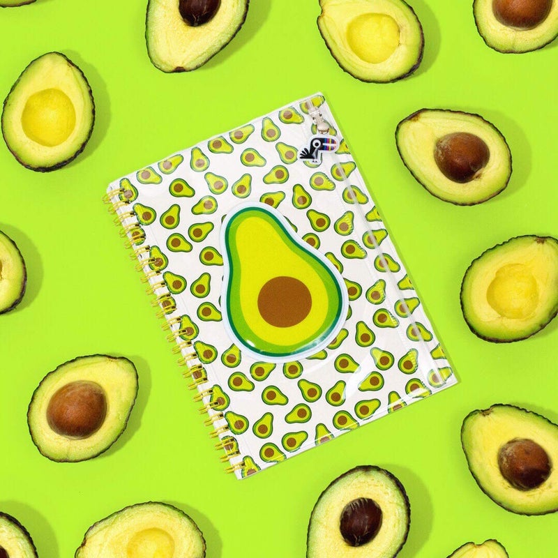 Yoobi College-Ruled Spiral Notebooks with Pencil Zipper Pouches | Fun Green Avacado Print | Cute Rainbow Glitter | 2-Pack | 60 Sheets, Multicolor - Image 3